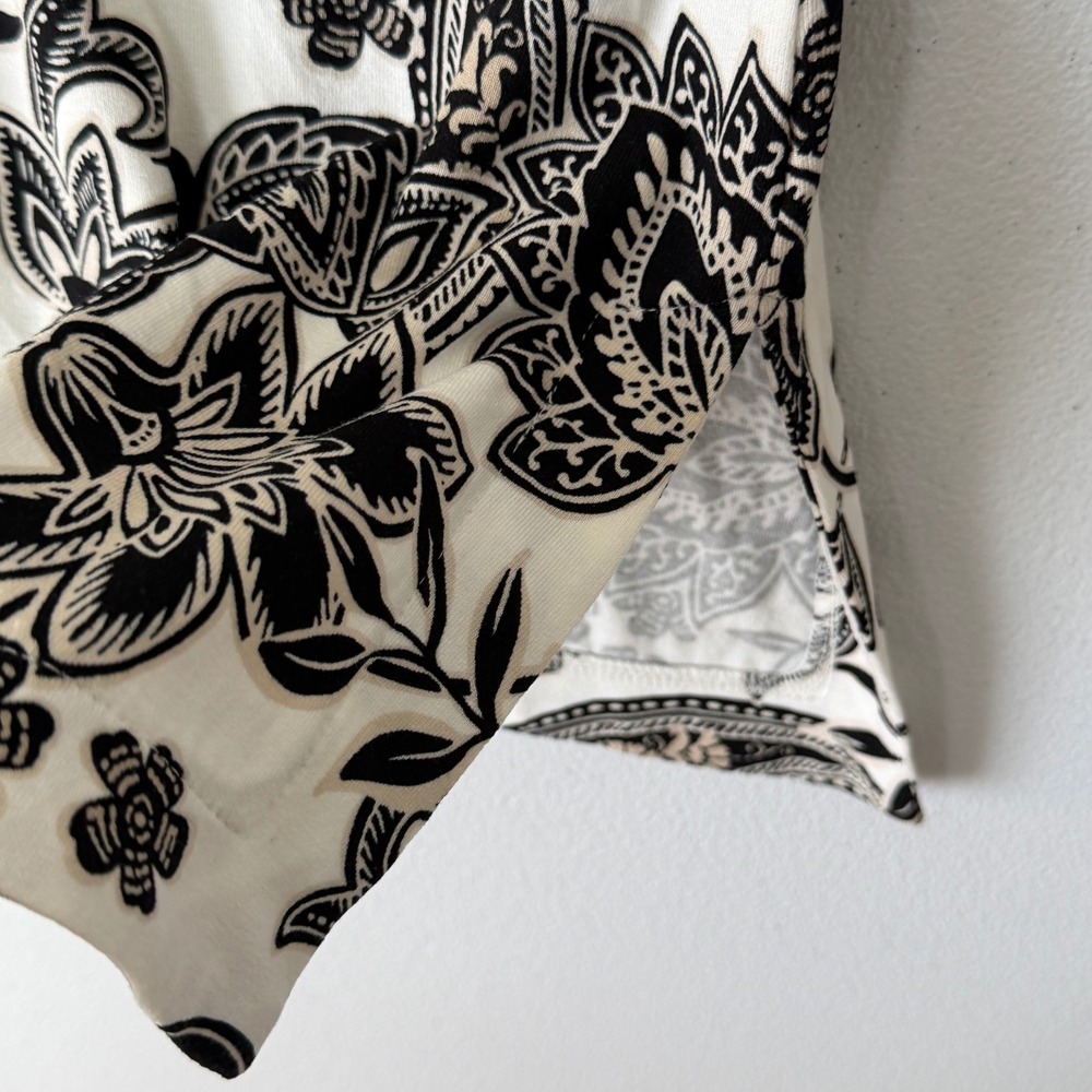 NWT J. Jill Wearever Sleeveless Knit Top XL TALL Cream Black Paisley Floral Boho - Picture 6 of 14